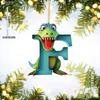 1ks vánoční dinosauří ozdoby 26 písmen kreslený přívěsek 2D plochý akrylový materiál dinosauří figurky závěsná vánoční párty dekorace, ideální pro domácnost