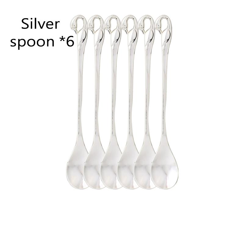Stainless Steel Swan Base Holder with 3 Dessert Forks Coffee Spoons Set Tableware Home Decor Swan Base Holder Fruit Forks Set