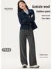 Women's Fashionable Gray Fleece-Lined Winter Pants: Petite, Narrow, or Wide-Leg Acetate Wool Sweatpants.