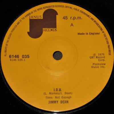 7-Zoll Schallplatte JIMMY DEAN - I.O.U. 6146035 Janus Records 1976 UK Country Gebraucht