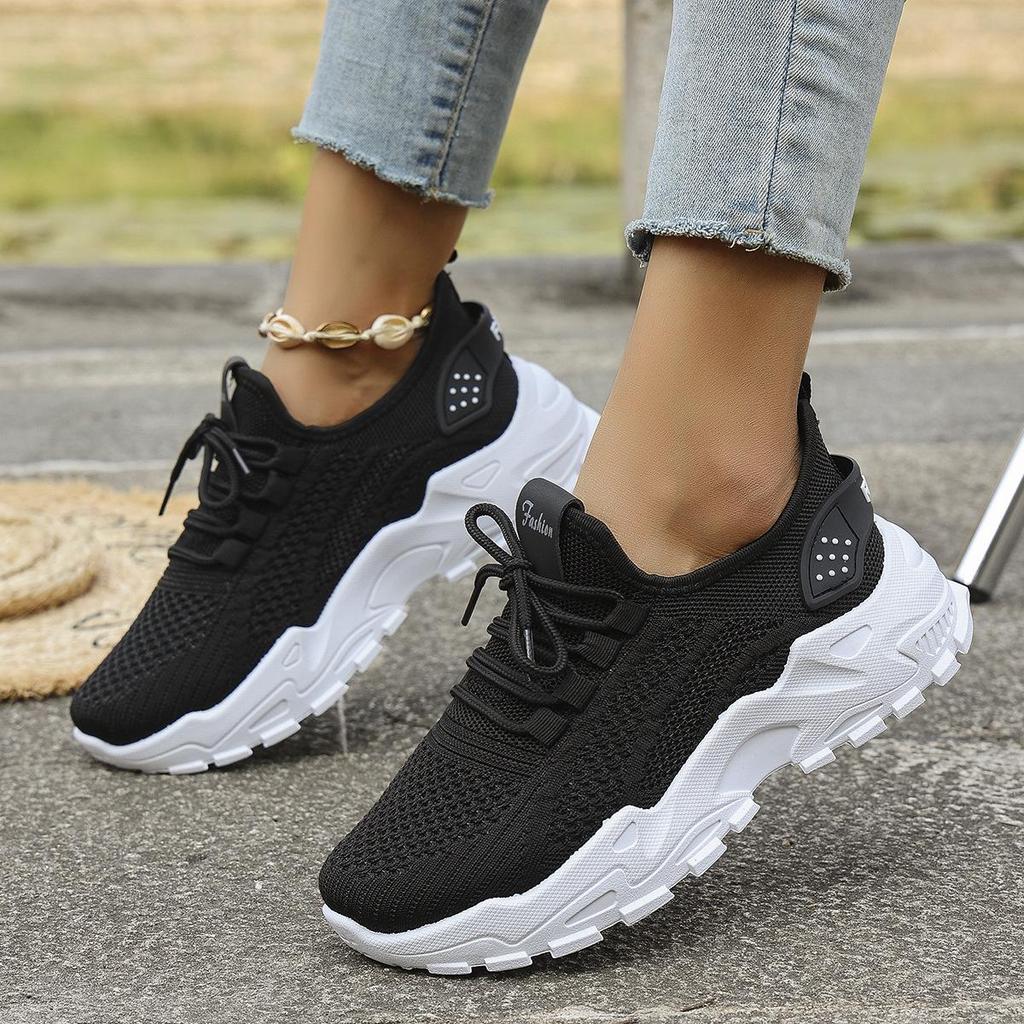 Scarpe da Ginnastica Tessute Volanti da Donna Taglie Forti, Suola Morbida Antiscivolo, Scarpe da Corsa Casual, Scarpe Sportive Leggere Traspiranti Comode per Donne