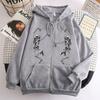 Women's Hooded Zip Up Loose Fit Long Sleeve Printed Butterfly Casual Cardigan Sweatshirt Jacket
