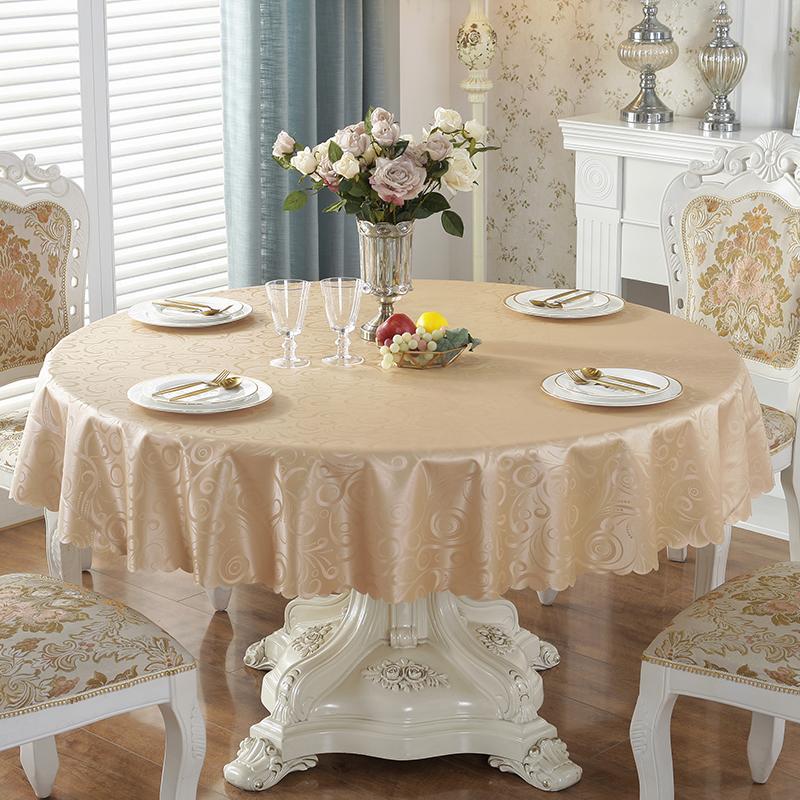 European Style Fabric Wedding Pad Round Household Printed Waterproof Desk Cloth Solid Color Hanging Non Washable Tablecloth