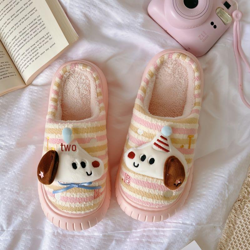 Dámské roztomilé bavlněné pantofle s jezevčíkem - Zvyšující výšku, protiskluzové, chlupaté, domácí obuv na podzim/zimu