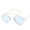 Vintage Polygonal Ocean Sunglasses For Women With Retro Metal Frame And Double Beam Design
