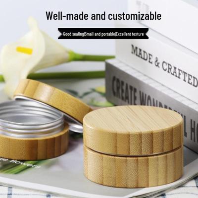 Bamboo & Wood Lip Balm Tin with Bamboo Pattern, Small Round DIY Cream Box, Creative Packaging.