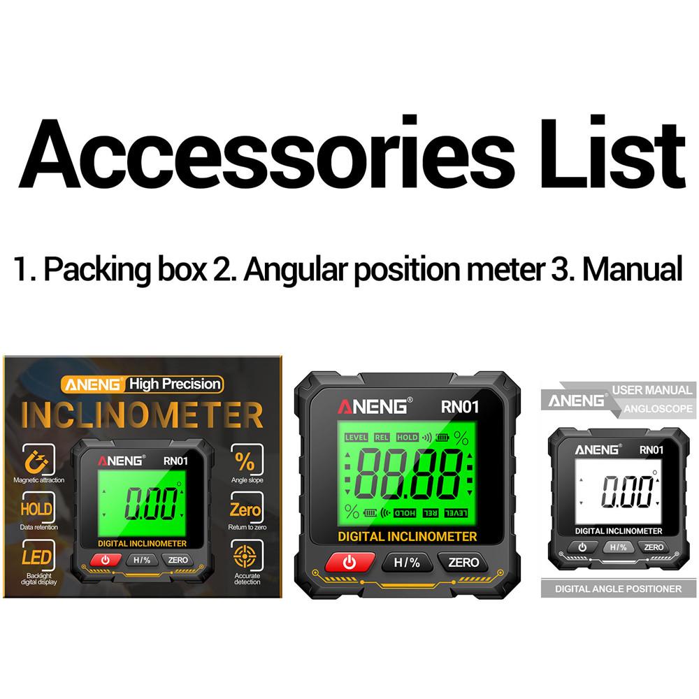 360 Degree Protractor RN01 Digital Angle Gauge Goniometer Four-sided Strong Magnetic Protractor Tester Measuring Tools
