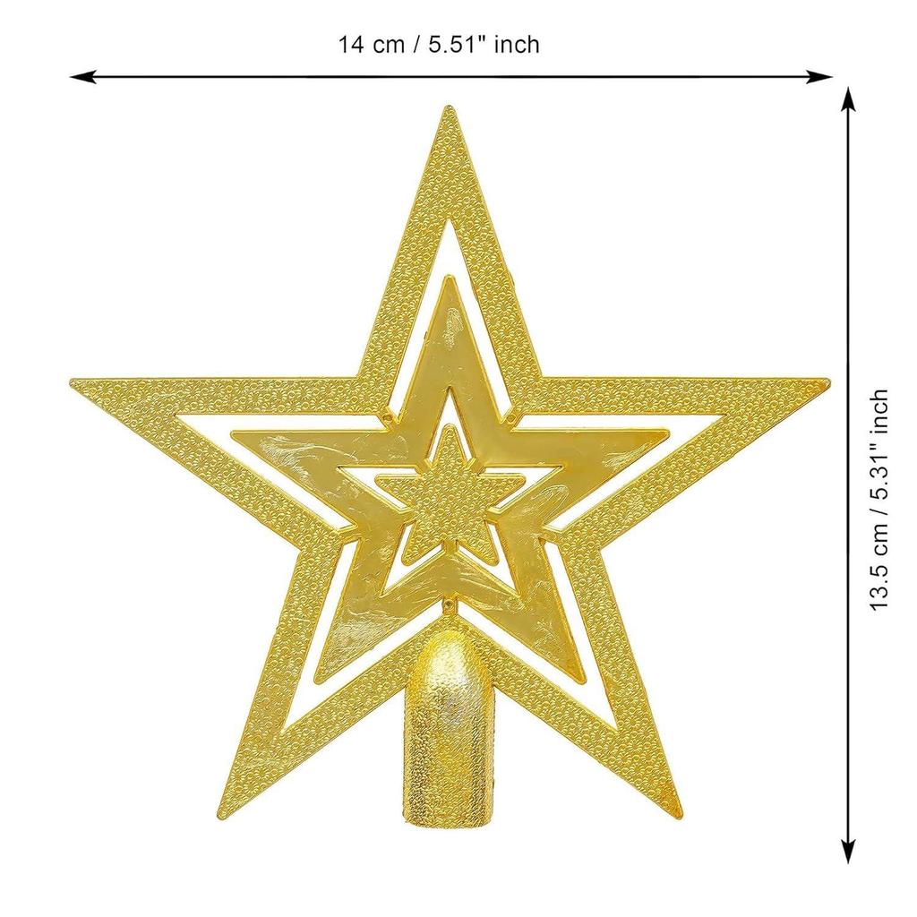 Golden Merry Christmas Star for Tree Topper - Decoration Items, Ornaments Props, Gifts for Women, Men, Kids, Girls