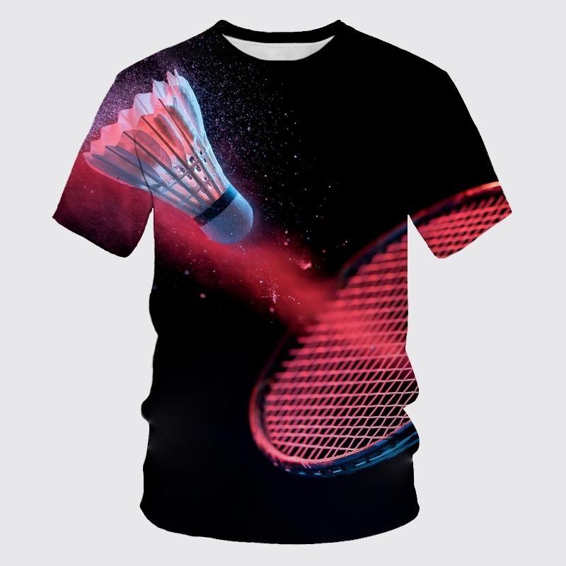 T-shirt Imprimé 3D Hot Blood Badminton Vêtements de Sport Loisir Streetwear T-shirt Oversize Manches Courtes Pulls Haut