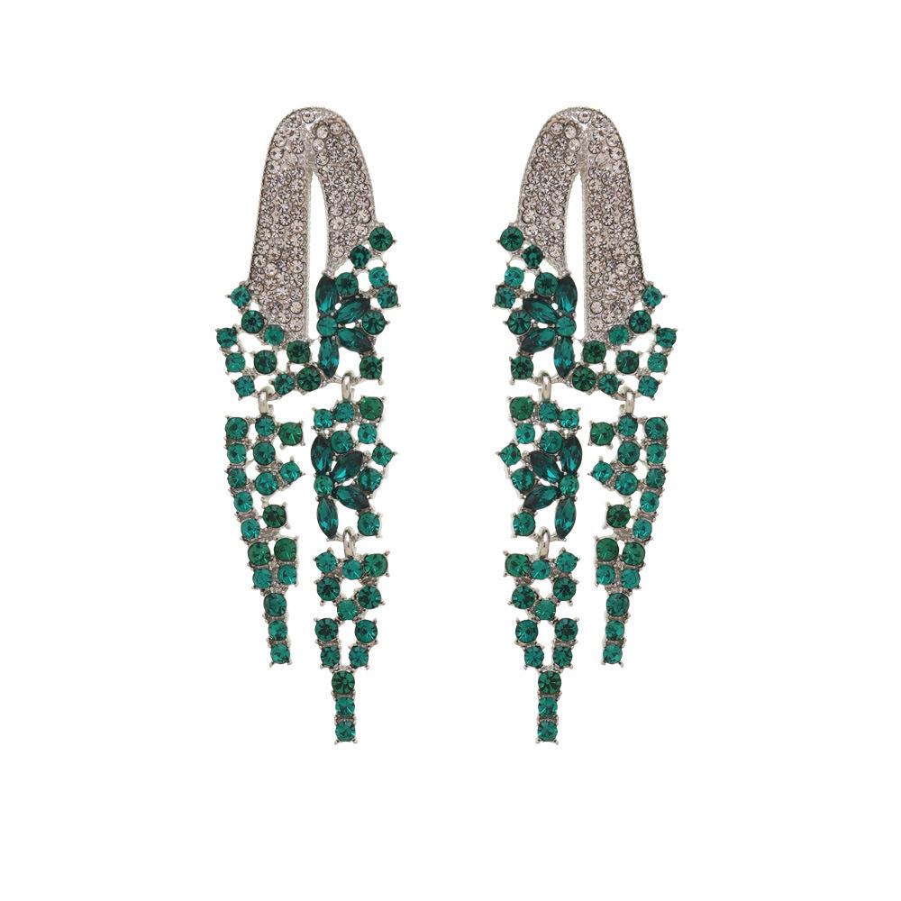 Luxury Colored Gem Tassel Earrings: High-End Diamond Long Dangle Earrings for Evening Gowns