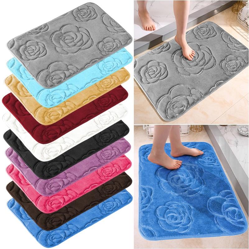 Tappetino da bagno con rose in rilievo Tappetino da bagno antiscivolo nel lavabo Vasca da bagno Tappeto da pavimento laterale Doccia Zerbino Memory Foam 3D Pad