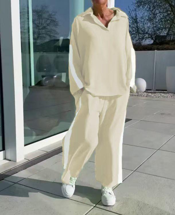 

Женский флуоресцентно-зеленый спортивный костюм свободного кроя с брюками палаццо и белыми полосками 3XL абрикосовый