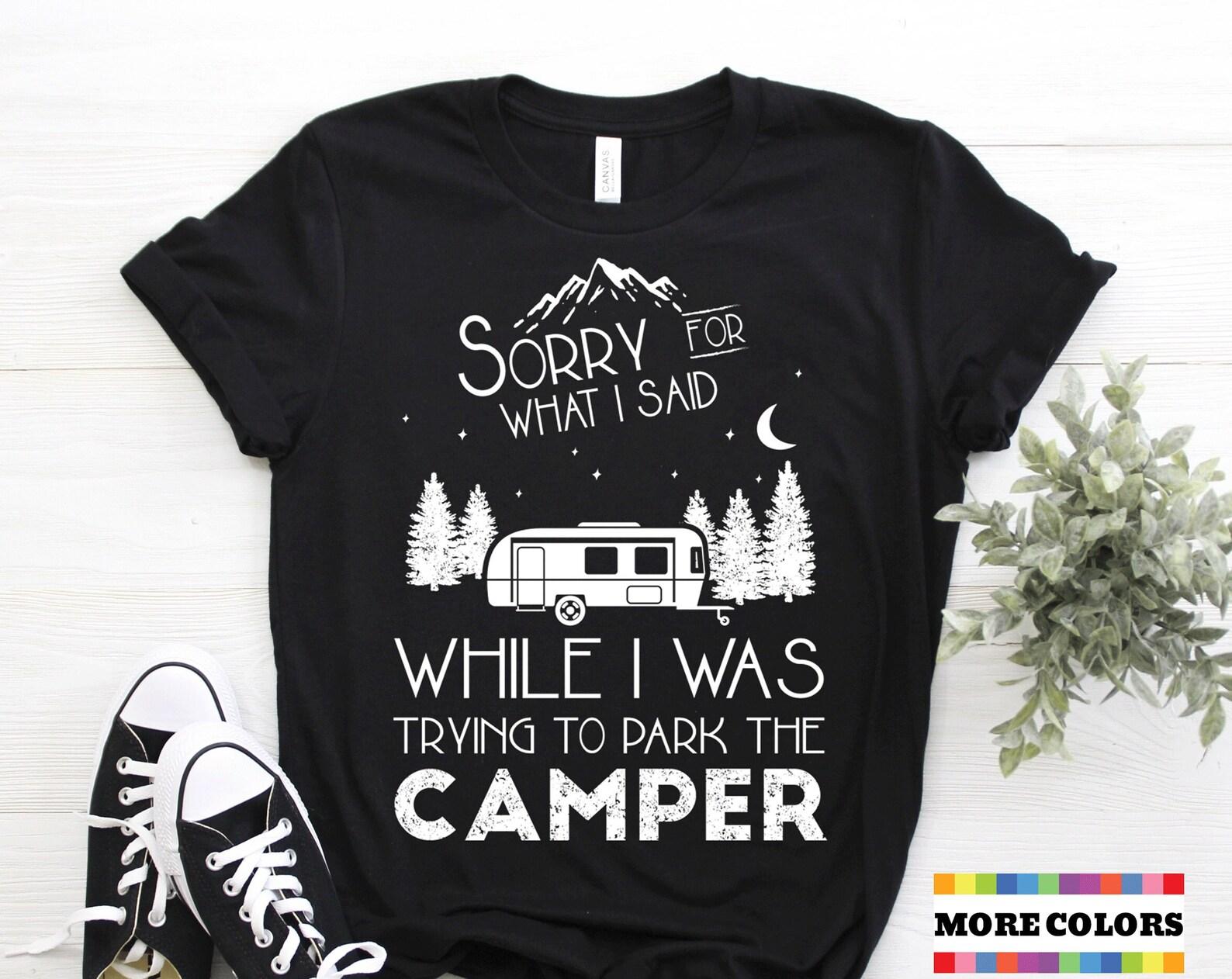 Retro Happy Camper T-shirt, Funny Camping Lover Shirt Hiking Gift Tshirt Cool Camp Fan Birthday Party Present, Happy Camper Queen Tee Shirts 130