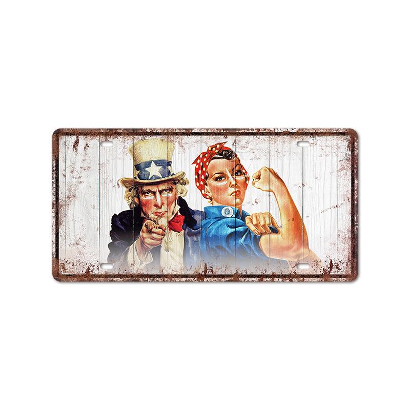 Vintage Tin Art with 1530 License Plate Design: Ideal for American - style Background Wall Decor