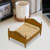 1:12 European Double Bed Model Miniature Wooden DIY Scene 1/12 Bedroom Furniture