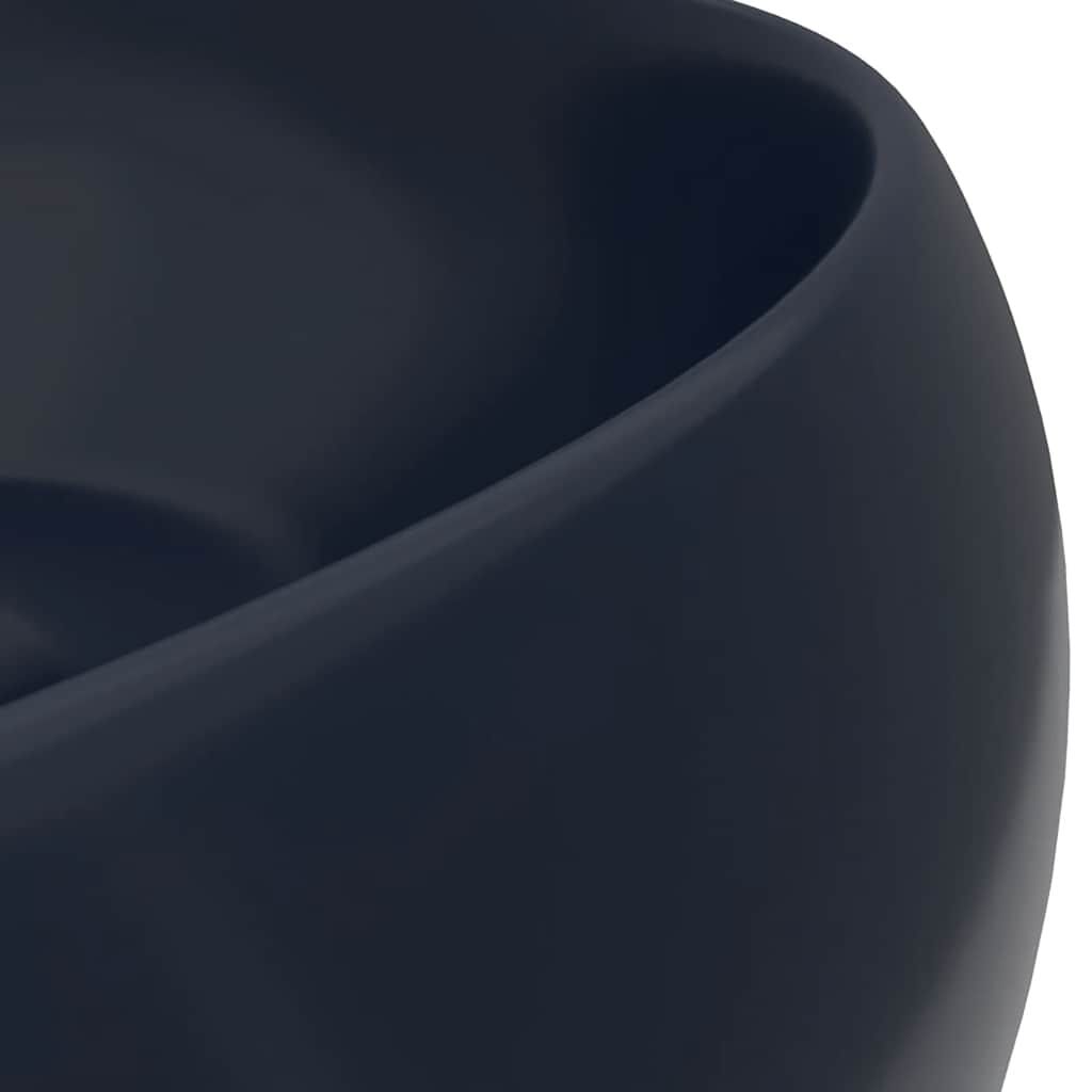 Luxury Round Wash Basin Matte Dark Blue 40 X 15 Cm Ceramic