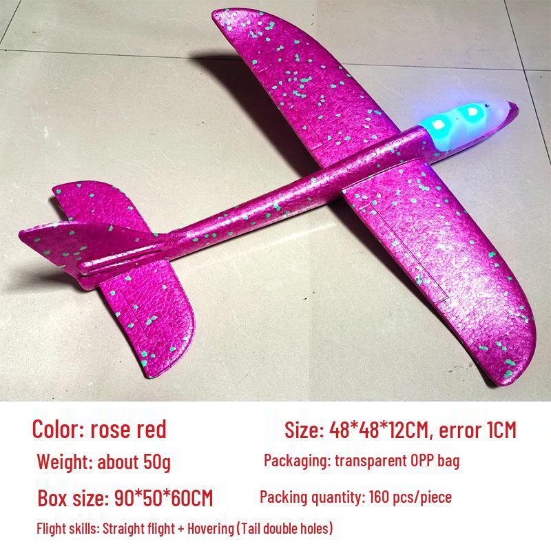 Children's 48CM Luminous Foam Glider Toy - Pure White Model for Outdoor Play