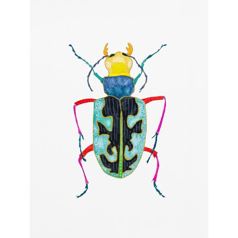 Aquarell Käfer Marienkäfer Poster Druck Buntes Insekt Leinwand Malerei Natur Wandkunst Bild Kinderzimmer Heimdekor