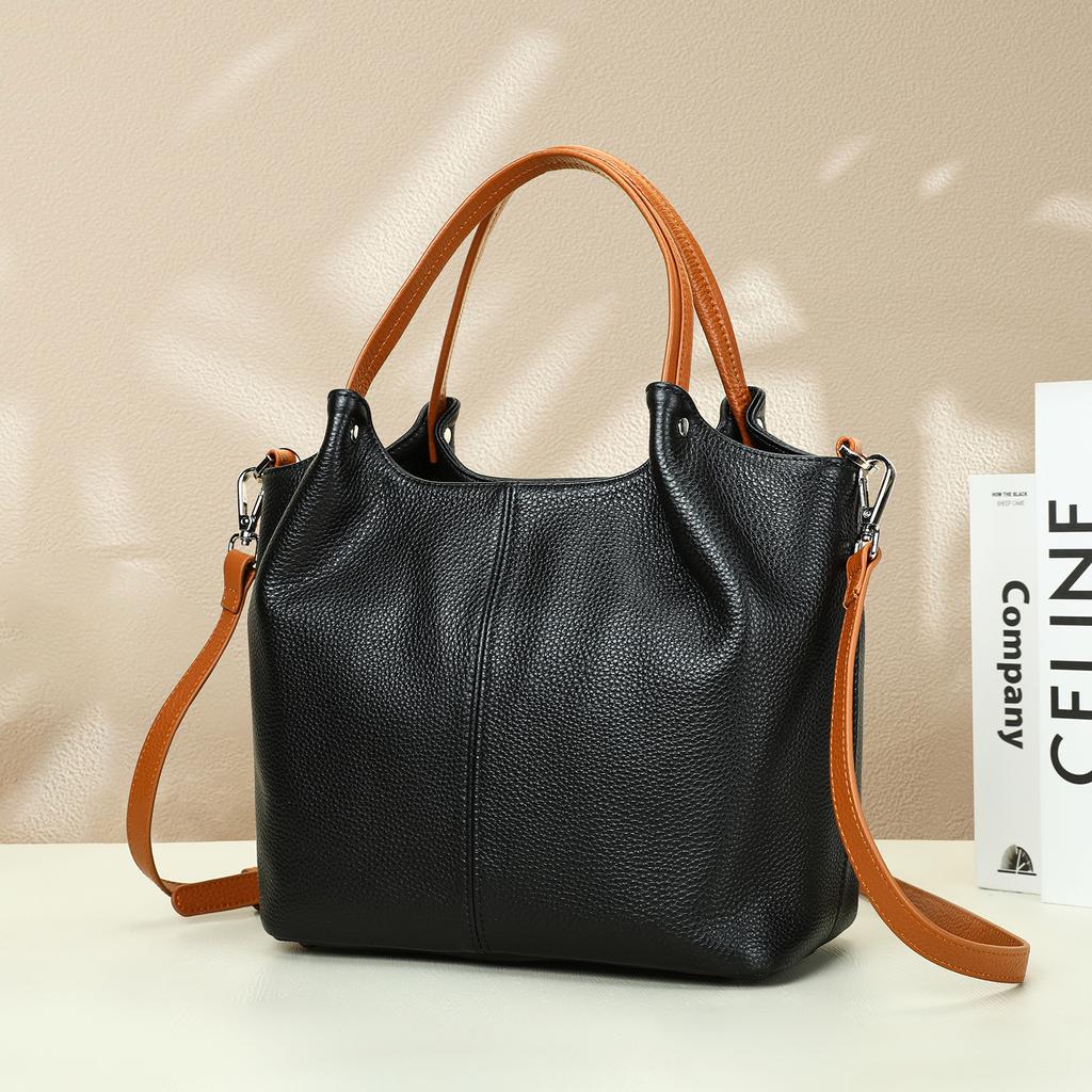 Large-capacity Single-shoulder Bag, Fashionable and Versatile Genuine Leather Tote Bag, Multi-pocket Handbag, Crossbody Bag