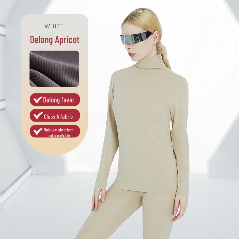 Women's Thermal Velvet Turtleneck Sweater with Mask - Moisture-Absorbing Autumn Base Layer