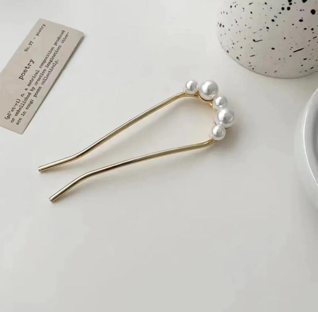 1 Stück U-förmige Haarnadeln Perle Legierung gewellte Haarspangen Einfache Metall Haarspangen Brautfrisur Werkzeuge Accessoires Hochzeit