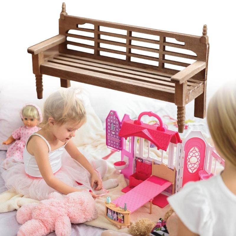 Realistic Wooden Dollhouses Chair 1/12 Scale Miniature Furniture Model Figurine For Park Scene Decoration Craft Project