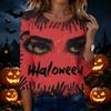 Women's Casual Round Neck Three Quarter Sleeve Halloween Print T Shirt Top Lightweight Comfortable Fit