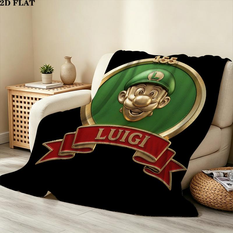 Mario Printed Flannel Blanket, soft throw for bedroom sofa, washable, Christmas present, great gift.