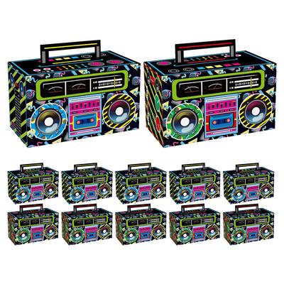 12 Stück Süßigkeiten-Geschenke, Keksdosen, Party-Geschenke, Kassettenband, Tischdekoration, Radio-Taschen, Verpackungskisten, Papier, Retro-Dekorationen