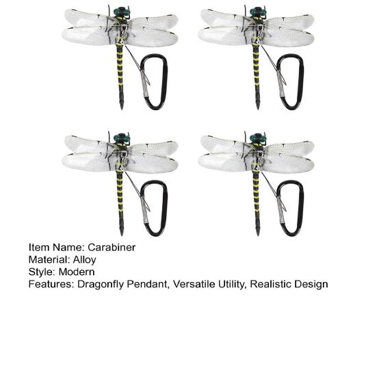 1/2/3/4Pcs Dragonfly Carabiner Clip Realistic Design Multifunctional Insect Repellent Hat