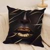 Schwarz Gold Afrikanische Dame Frau Stil Kissenbezug Weicher Plüsch Doppelseitig Sofa Kissen Kissenbezug | Ganzjahres Dekoration Geschenk