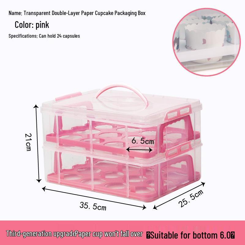 Transparent Cupcake Muffin Transport Box with Handle