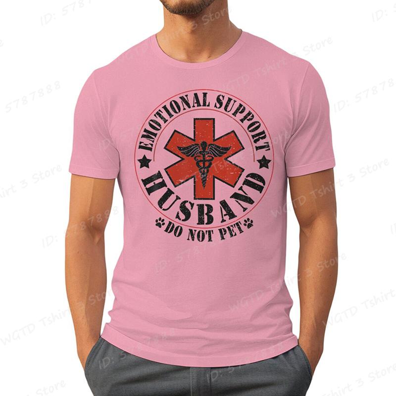 Emotional Support Husband Do Not Pet Print T-shirts Funny Mens Husband T-Shirt Summer Casual Short Sleeve Tops Men's Clothing