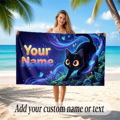 Animals Theme Soft Beach Towel Personalized Custom Name Text Towel Portable for Beach Pool Travel