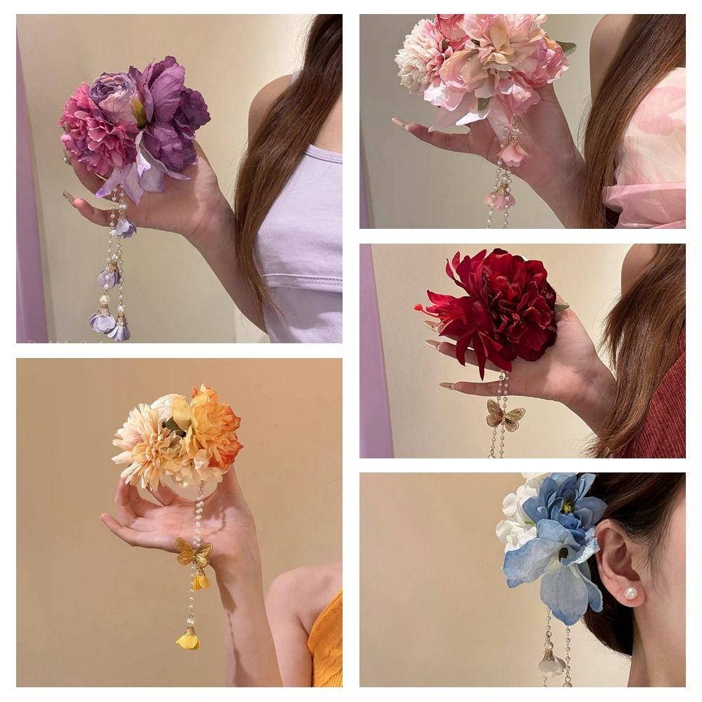 Ancient Style Chinese Style Hair Clip Colorful Flower Hairpin  Photography Props