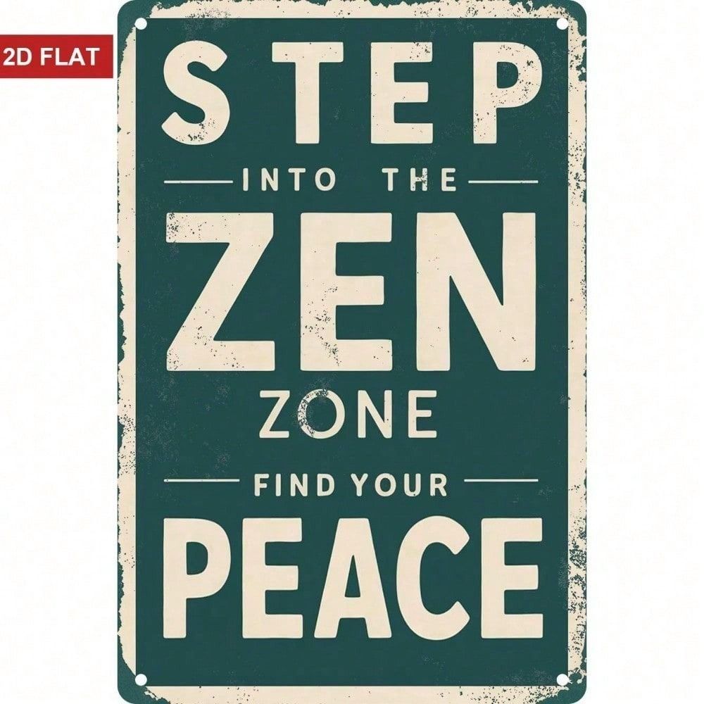Vintage Zen Zone Metal Wall Art Retro Studio Decor