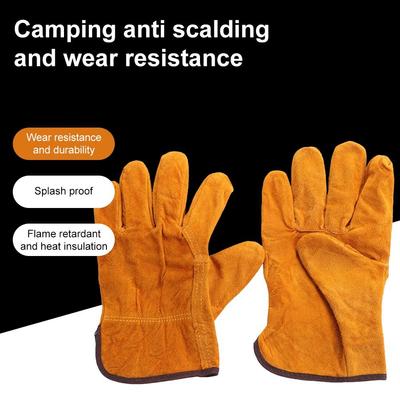 1 Pair  Work Gloves Fireproof Durable Cow Leather Welder Gloves Anti-Heat Work Safety Gloves For Welding Metal Hand Tools