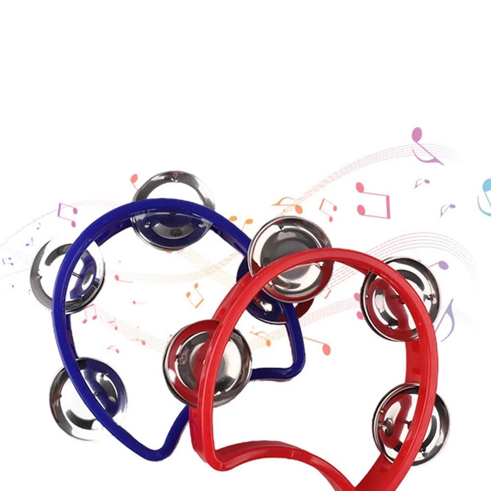 Pandeiro de Plástico para Adultos com 4 Sinos Instrumento Musical de Percussão Manual ABS Fabricante de Ritmo 1 Peça