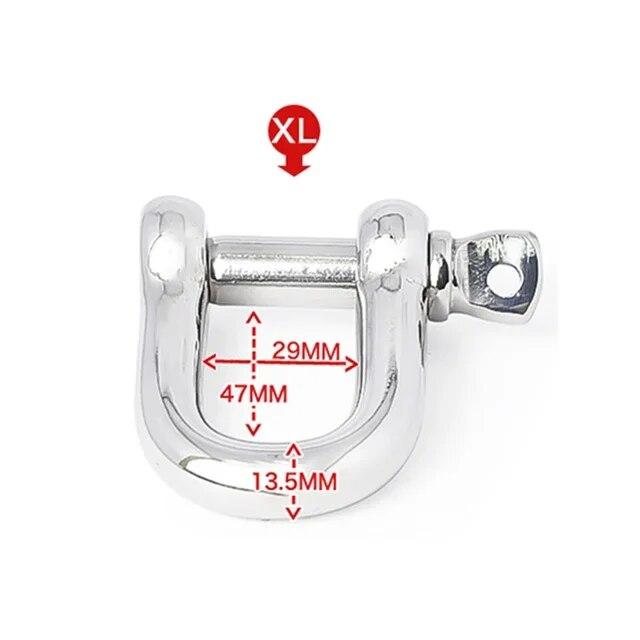 304 Stainless Steel Straight D Shackle D Rigging Shackle Hooks Scrotum Restraint Lock Chastity Delay Ring Sex Toys Adult Store