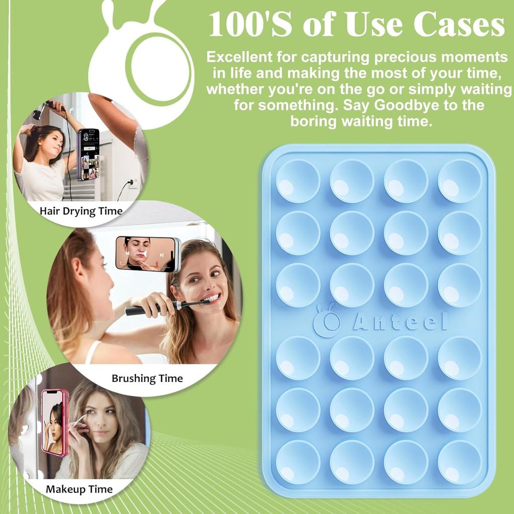 Anteel Medium-Sized Silicone Suction Phone Case Adhesive Mount, Durable, Hands-Free Sticky Phone Holder, Upgraded Thickened and Enhanced Suction