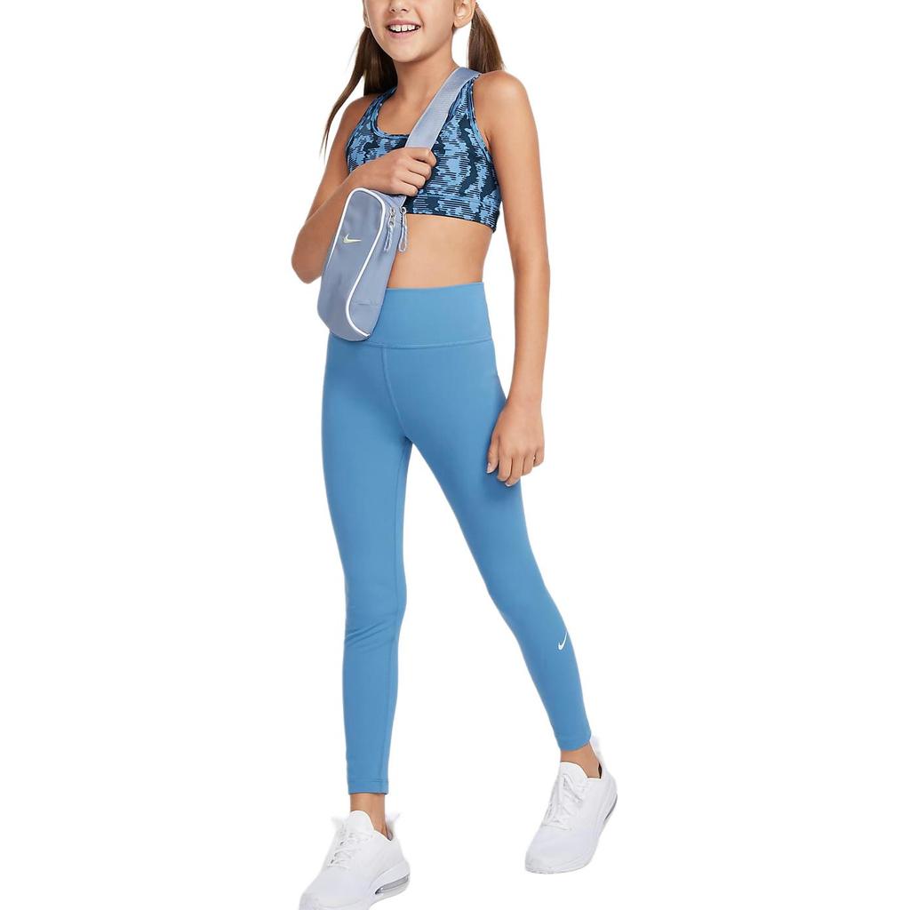 Nike Dri-Fit One High Waist Comfortable Versatile Soft Leggings Kids Bottoms Aegean-Storm-Blue Glacier-Blue FZ5605-429