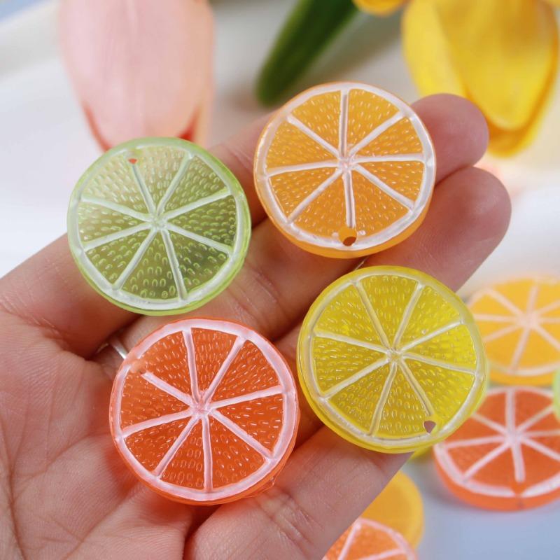 Simulated Perforated Lemon Slice Jewelry Bag Earrings Pendant Pendant