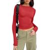 Womens Basic Long Sleeve Top Slim Fit Round Neck Milk Soft Tee Casual Everyday Wear