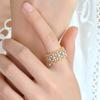 Huitan Gorgeous Hollow-out Design Ring Lady Luxury Wedding Band Fashion Two-tone Style Finger Jewelry Shiny Zirconia Accessories