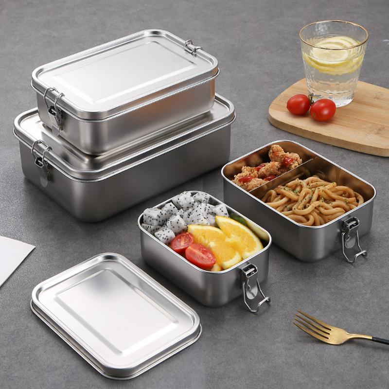 Stainless Steel Bento Box Metal Lunch Box Food Storage Containers with Lockable Clips Lunch Snack Boxes for Work,School