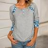 Women's Casual Floral Print V-Neck Short Sleeve Decorative Button T-Shirt Top
