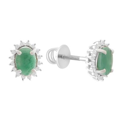 Silberohrringe mit natürlichem Smaragd und Zirkonia (2188070)