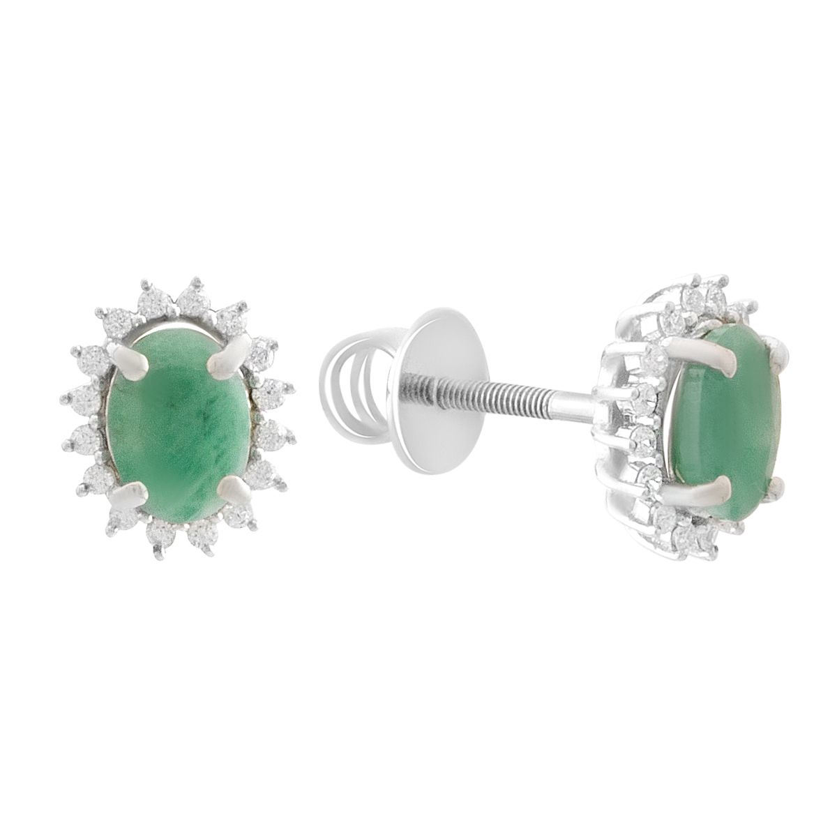

Silver earrings with natural emerald, cubic zirconia (2188070) смарагдовий