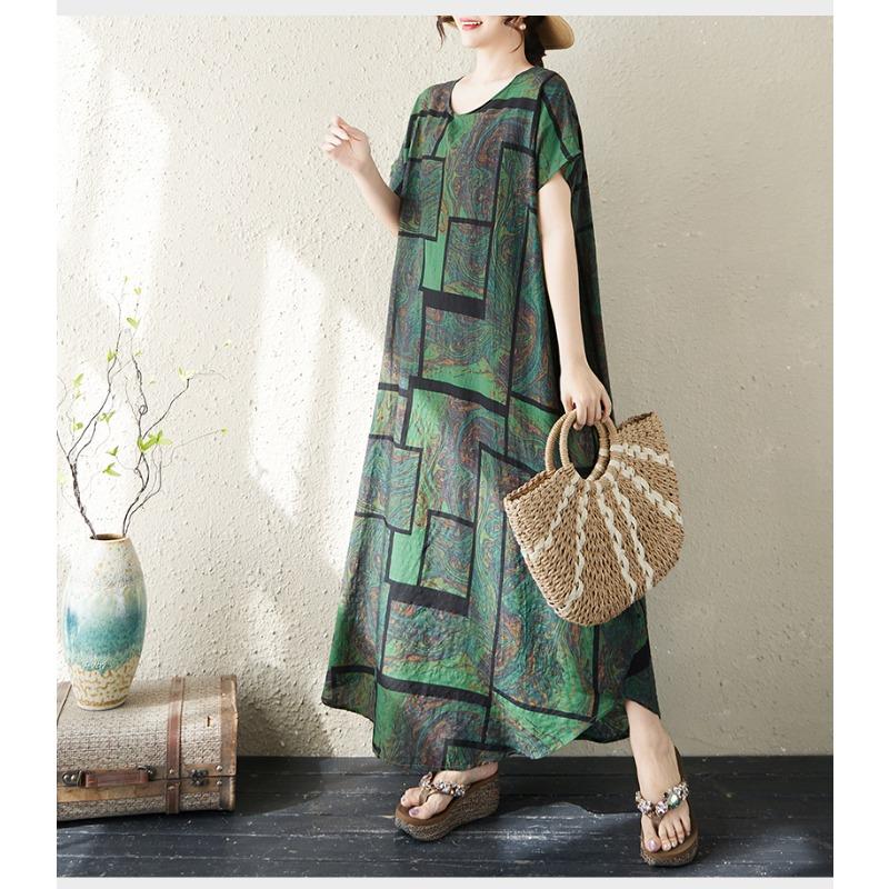 DIMANAF New 2026 Women Plus Size Summer Beach Fashion Lady Long Dress Loose Oversize Maxi Floral Print Sundress Clothing