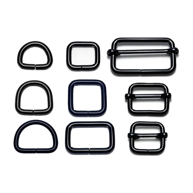 Schwarze E-Coating Taschenbeschläge: Zuglasche Schnalle, Metall Quadratische Schnalle, Gurtband, Draht D-Ring, O-Ring Zubehör